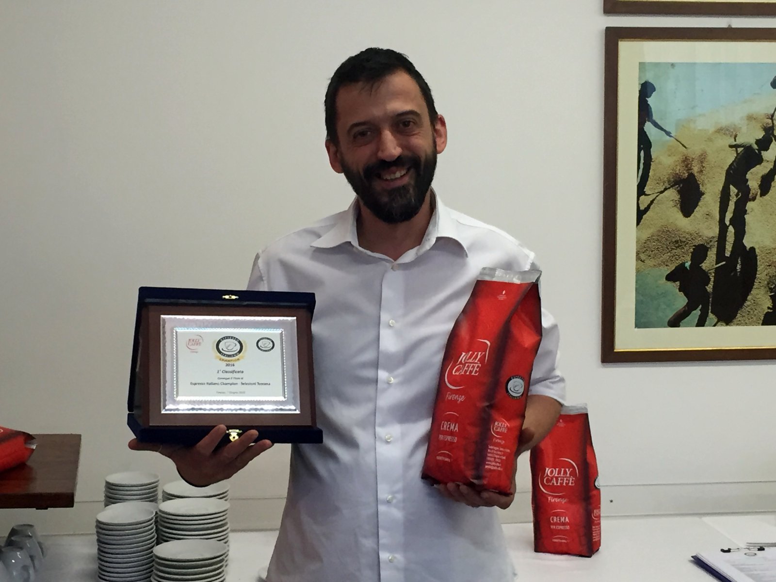  Matteo Checcucci vince la gara preliminare di Espresso Italiano Champion 2016 ospitata da Jolly Caffè